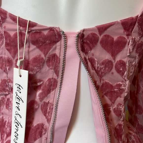 For Love and lemons Velvet pink heart Dress Theresa Mini Dress NWT - Picture 12 of 14